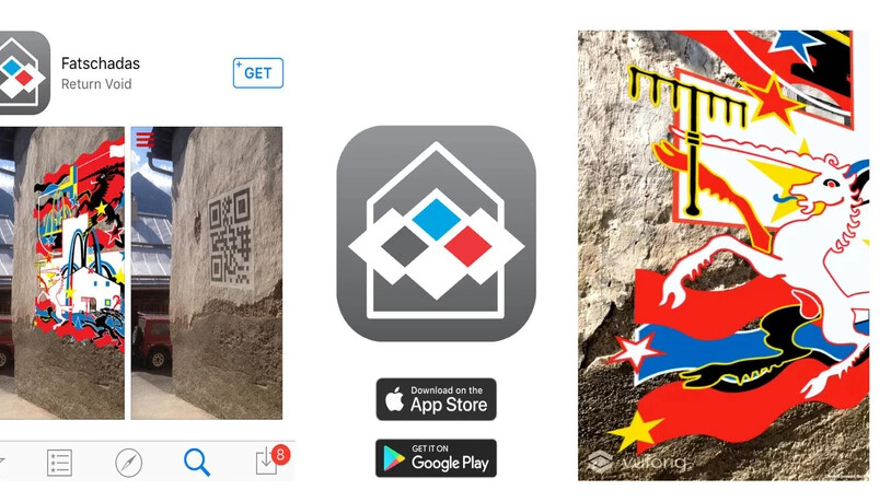 Mit einer eigens dafür entwickelten App lassen sich virtuelle Sgraffiti auf eine Hauswand malen.