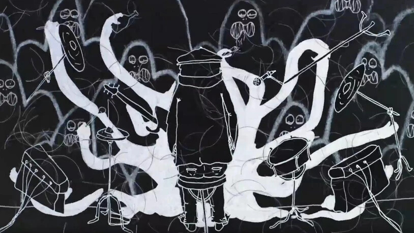 «Weird»: Die One-Man-Band Shoutin’ Moe gibt im Animationsvideo auf der Bühne alles – für das Publikum ist der Auftritt seltsam.