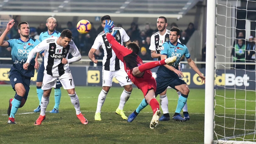 Cristiano Ronaldo rettete Juventus Turin in Unterzahl beim Gastspiel in Bergamo einen Punkt