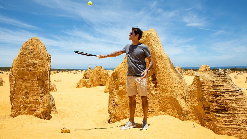 Vor seiner ersten Partie in diesem Jahr in Perth besuchte Roger Federer die Pinnacles nördlich von Perth