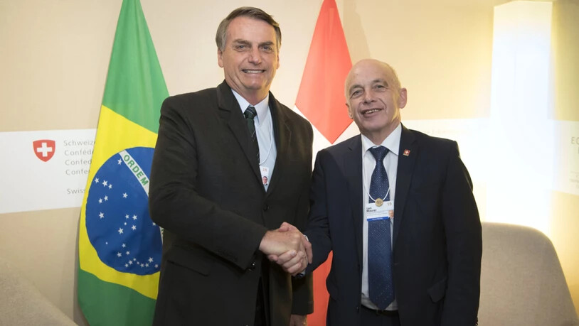 Bundespräsident Ueli Maurer (r.) und der neue brasilianische Präsident Jair Bolsonaro am Mittwoch am WEF in Davos