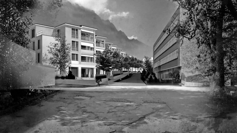 Zwischen der Siedlung links im Bild und der Kantonsschule rechts entsteht eine Verbindung für Fussgänger zum Spital.