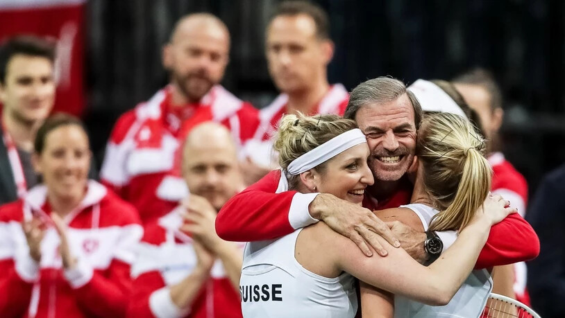 Jubel im Schweizer Fed-Cup-Team: Die Schweiz will zurück in die Weltgruppe I