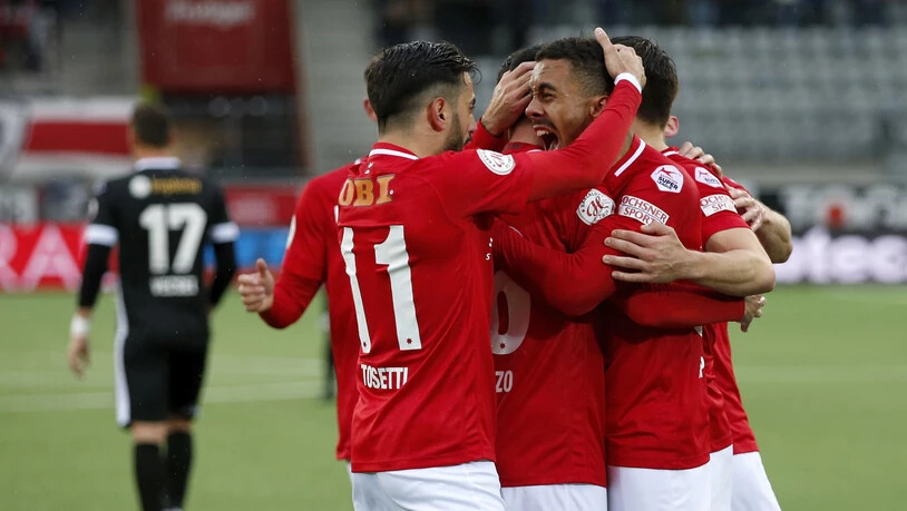 Der FC Thun freut sich über den ersten Meisterschaftssieg seit Februar