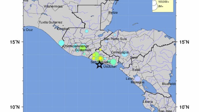 Das Erdbeben vor El Salvadors Pazifikküste war nach Angaben der Behörden im ganzen Land sowie in weiteren Teilen Zentralamerikas zu spüren. Berichte über Opfer oder grössere Schäden gab es zunächst keine.