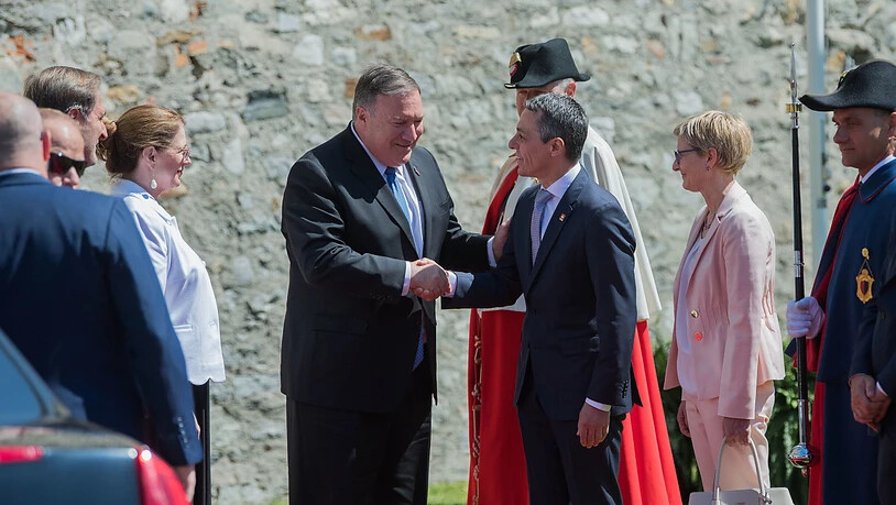 US-Aussenminister Mike Pompeo (links) beim Treffen mit Bundesrat Ignazio Cassis in Bellinzona.