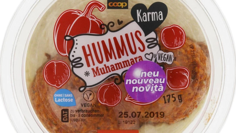 Enthält Walnuss und Gluten und ist damit für Allergiker gefährlich: Der von Coop zurückgerufene "Karma"-Hummus.