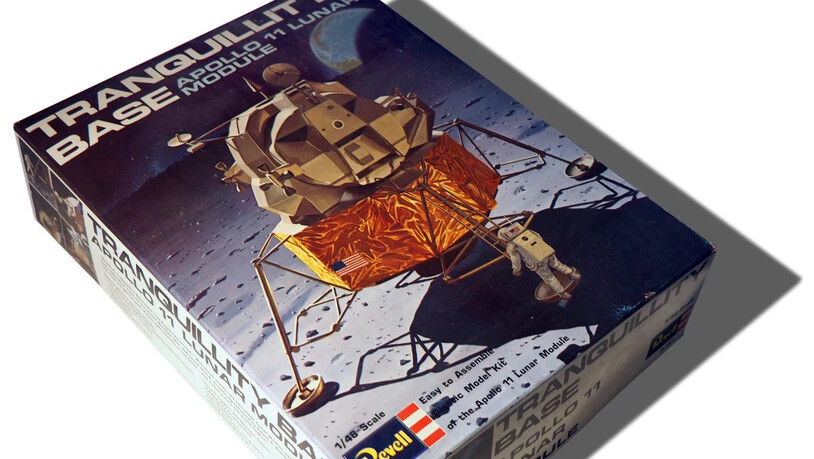 Modellbausatz zur Mondlandung. Mit solchen Bausätzen, Postern und Astronauten-Figuren hielt die Mondlandung auch im Kinderzimmer Einzug.