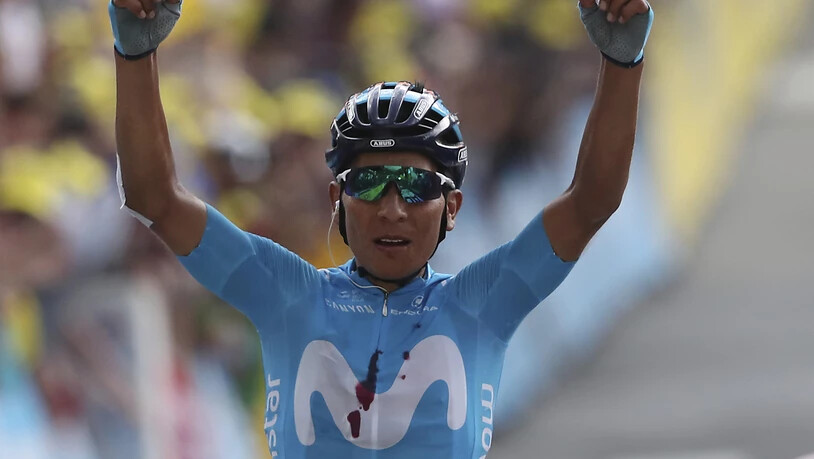 Nairo Quintana bejubelt seinen dritten Tagessieg an der Tour de France