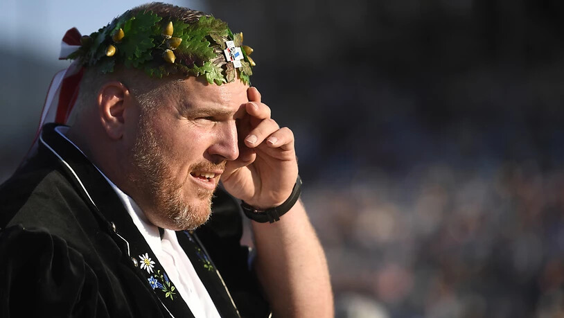 Der neue Schwingerkönig Christian Stucki an der Schlussfeier des Eidgenössischen