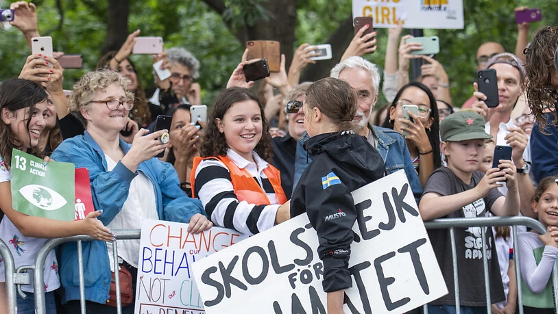 Amerikanische Schüler feiern Greta Thunberg. (Corey Sipkin/ EPA)