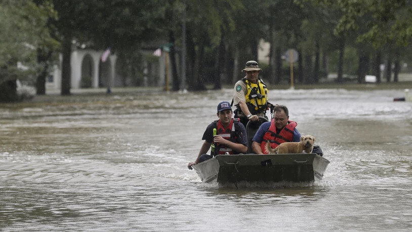 Der Tropensturm "Imelda" hat in Texas zu schweren Überschwemmungen geführt - wie hier in Huffman mussten viele Menschen mit Booten in Sicherheit gebracht werden.