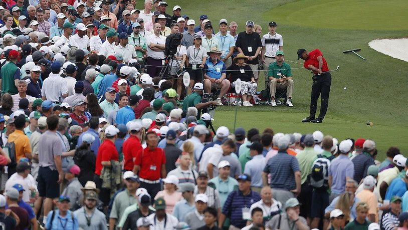 Der Golfstar Tiger Woods inmitten herumziehender Fans - Golf wäre ein Herd der Virusinfektion