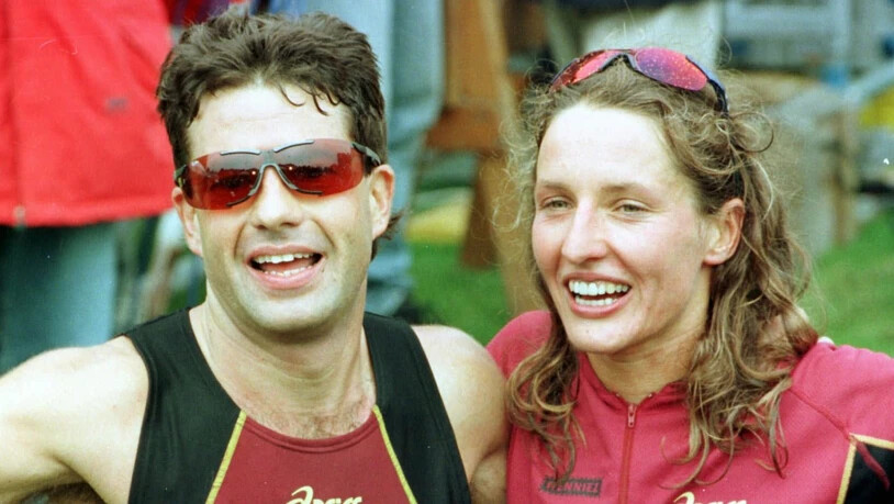 Natascha Badmann (rechts) und Urs Dellsperger bei ihren Triumphen am Powerman Zofingen 1997