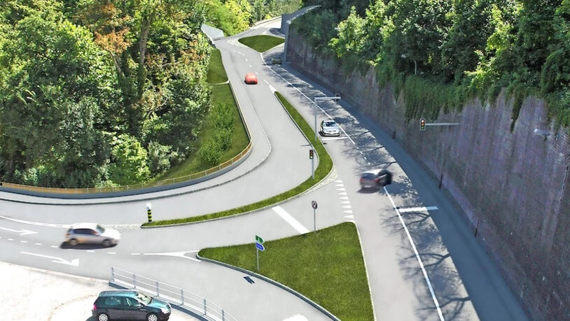 Neue Verkehrsführung: Beim Anschluss Rosenhügel in Chur könnte es bald so aussehen, wie diese Visualisierung des Bauamtes zeigt. Visualisierung Archiv