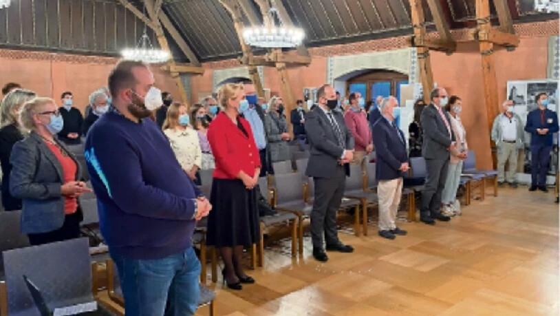 Hoher Besuch im Rittersaal:Die polnische Botschafterin Iwona Kozlowska, Stadtpräsident Stöckling und Regierungsrat Damann.