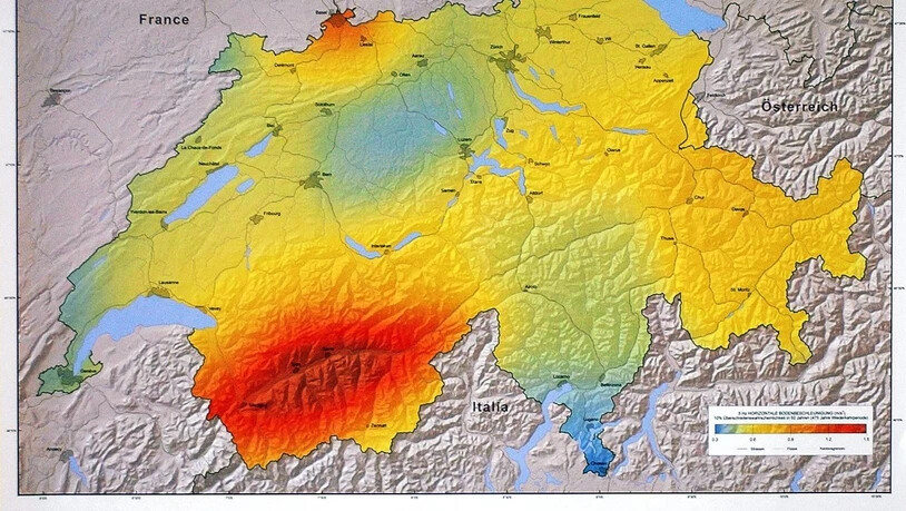 Ein Blick auf die Karte der von Erdbeben gefährdeten Regionen in der Schweiz zeigt, dass der Kanton Wallis stark betroffen ist. (Archivbild).
