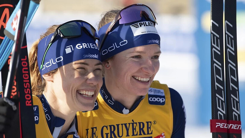 Im Hoch: Nadine Fähndrich (re.) feierte in Dresden im Sprint und ihm Teamsprint mit Laurien van der Graaff ihre ersten beiden Weltcup-Siege