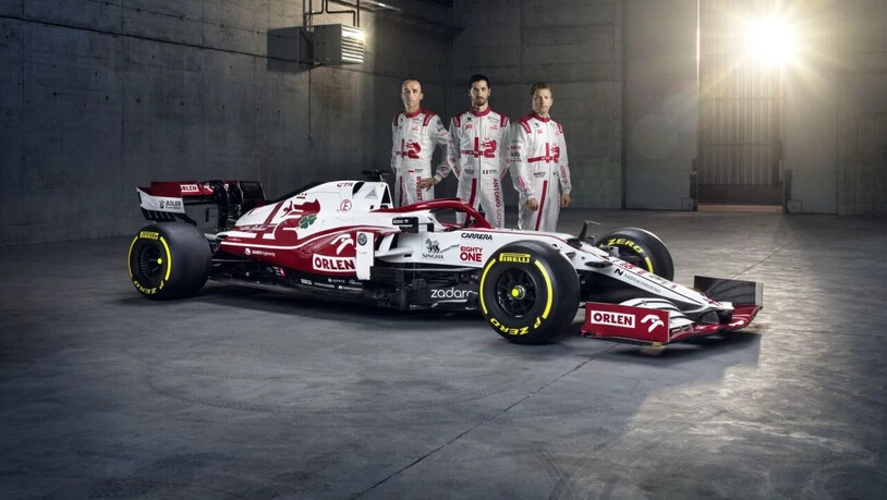 Der neue C41 und seine Piloten Kimi Räikkönen, Antonio Giovinazzi und Robert Kubica (von rechts)