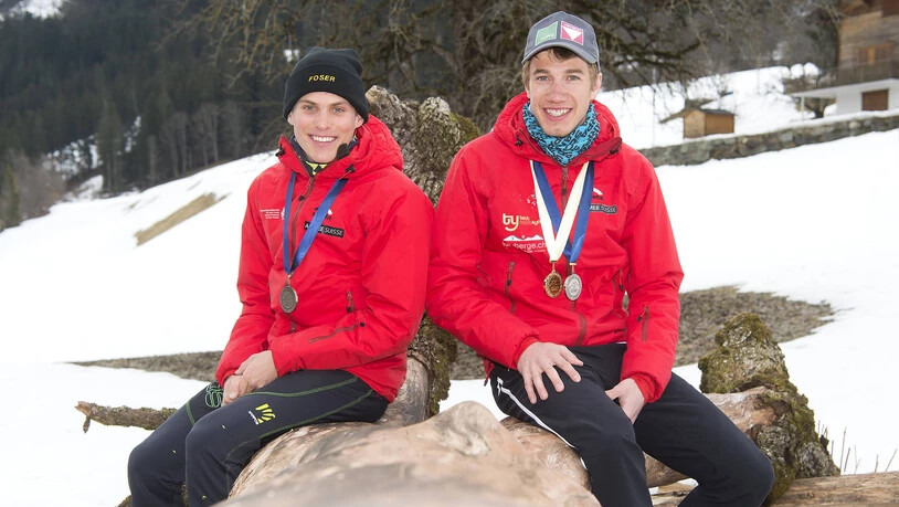 Arno Lietha (r.) und Patrick Perreten haben an der Skitouren-WM in Andorra U23-Sprintrennen einen Doppelsieg geschafft.