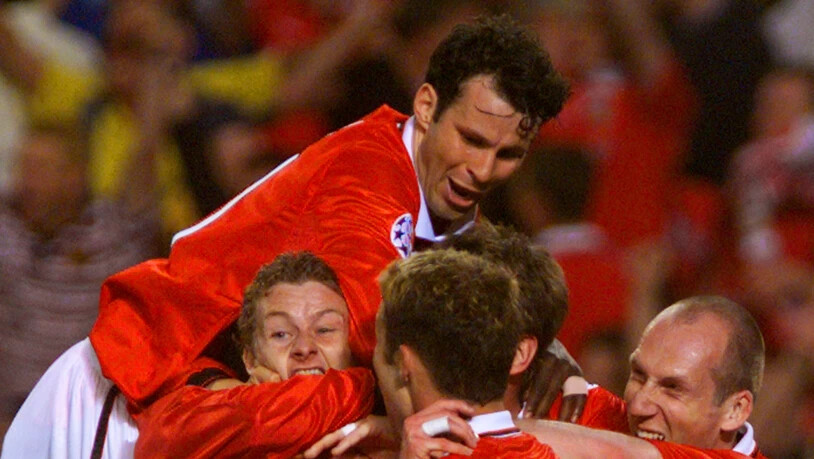 Als Spieler gelang Solskjaer (im Schwitzkasten) im Champions-League-Final 1999 der späte Siegtreffer gegen Bayern München