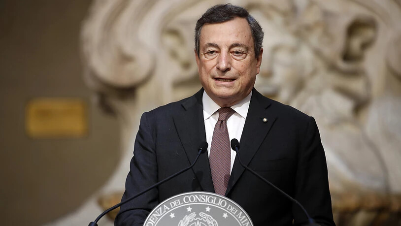 Italiens Ministerpräsident Mario Draghi spricht im Palazzo Chigi. Foto: Massimo Di Vita/Mondadori Portfolio via ZUMA/dpa
