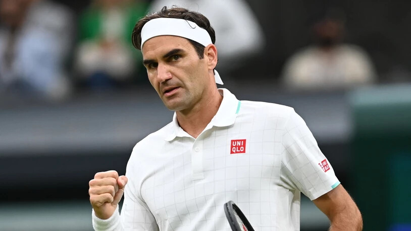 Entschlossen und spielfreudig: Roger Federer steht als ältester Spieler der Profiära in einem Wimbledon-Achtelfinal