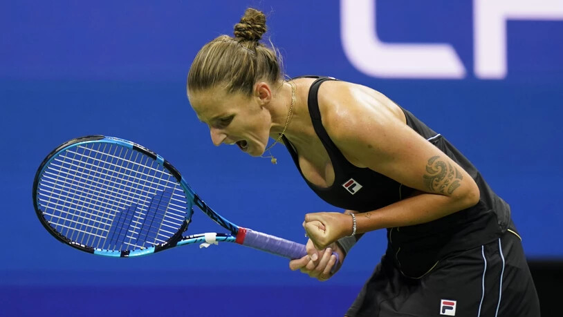 Karolina Pliskova schreit aus Erleichterung nach dem verwandelten Matchball gegen Amanda Anisimova