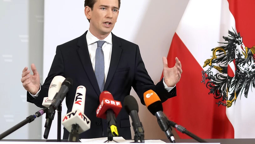 Der österreichische Bundeskanzler Sebastian Kurz (ÖVP) spricht bei einem Statement zur Regierungskrise. Foto: Georg Hochmuth/APA/dpa