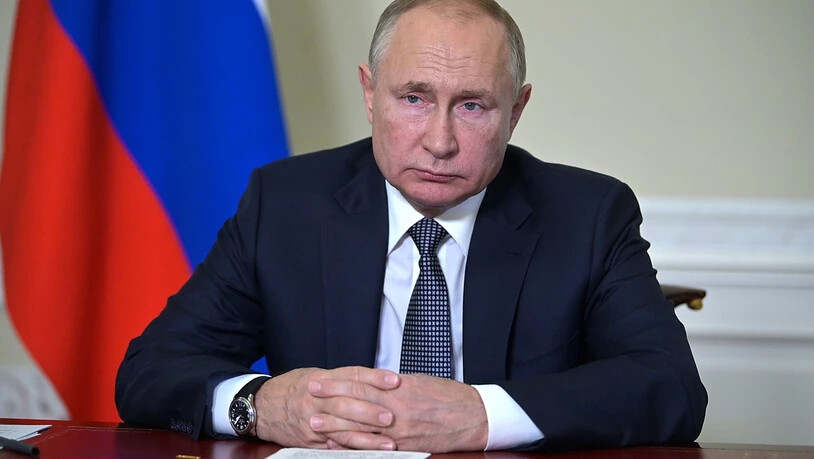 Russlands Präsident Wladimir Putin nimmt an einer Videokonferenz teil. Foto: Alexei Druzhinin/Pool Sputnik Kremlin/AP/dpa