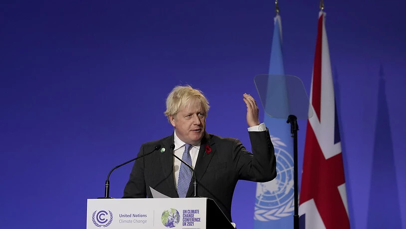 Der britische Premierminister Boris Johnson spricht während der Eröffnungszeremonie des UN-Klimagipfels COP26 in Glasgow. Foto: Alberto Pezzali/AP/dpa