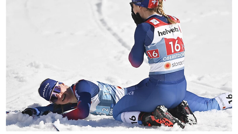 Auch Nadine Fähndrich (li.) und Laurien van der Graaff, die WM-Silbergewinnerinnen von Oberstdorf, wollen gemeinsam brillieren