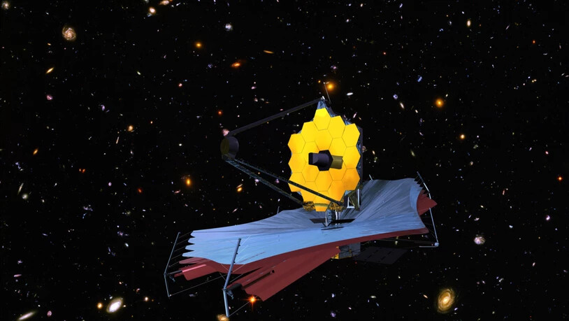 Eine künstlerische Darstellung des Weltraumteleskops "James Webb", das einen Blick auf die ersten Sterne und Galaxien ermöglichen soll.