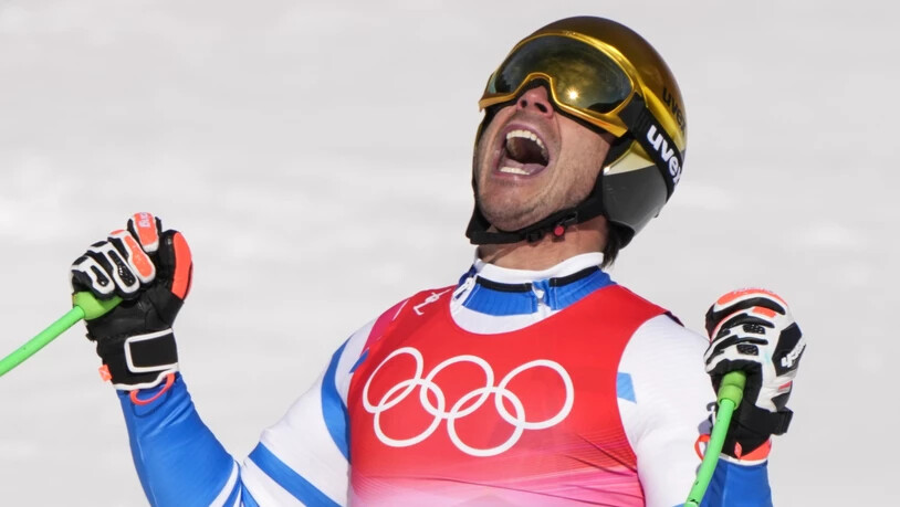 Der 41-jährige Franzose Johan Clarey jubelt über Olympia-Silber