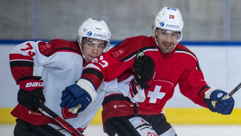 Denis Malgin (rechts) soll - wie auch Dario Simion - rechtzeitig auf den Start des Olympia-Turniers wieder zur Verfügung stehen