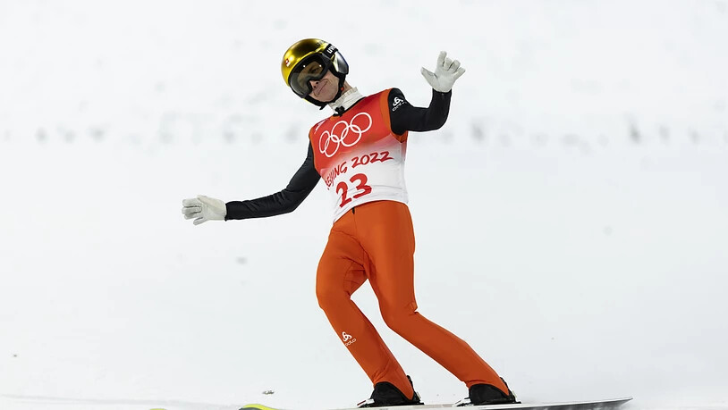 Simon Ammann im Auslauf: Zwei gute Sprünge reichen ihm nicht für die Top 20.