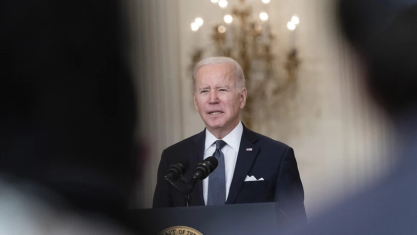 US-Präsident Joe Biden spricht im East Room des Weißen Hauses über den Ukraine-Konflikt. Foto: Alex Brandon/AP/dpa
