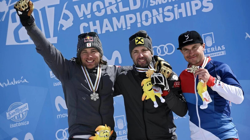 Wiedergutmachung: Trotz des Sturzes im Parallel-Slalom schafft es Galamarini (Rechts) in Sierra Nevada noch aufs Podest – Er holt im Parallel-Riesenslalom eine Bronzemedaille. 