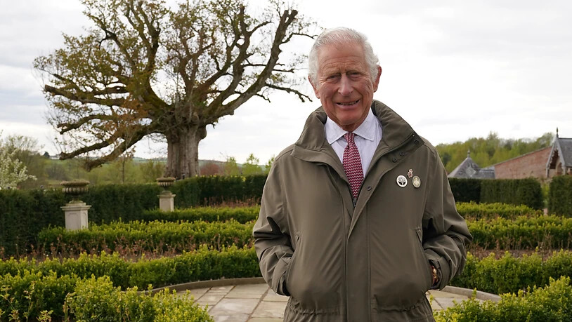 Prinz Charles von Wales steht neben der "Alten Platane" im Garten von Dumfries House in Edinburgh. Foto: Andrew Milligan/PA Wire/dpa