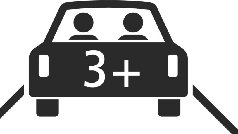 Dieses neue Symbol stattet Fahrgemeinschaften - sogenanntes "Carpooling" - mit Sonderrechten im Strassenverkehr aus.
