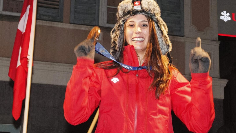 Nach Olympia-Erfolg: Evelina Raselli bei ihrem grossen Empfang am 24. Februar 2014 in Poschiavo.