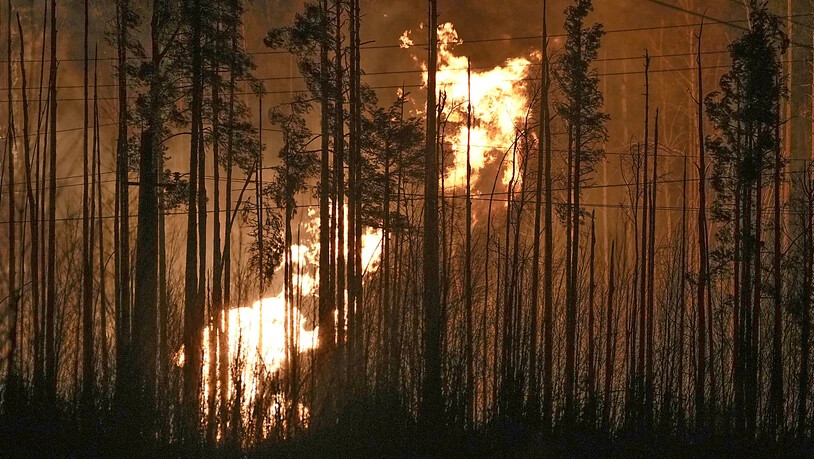 Im Norden von St. Petersburg hat die Explosion einer Gaspipeline ein Großfeuer ausgelöst. Foto: Dmitri Lovetsky/AP/dpa