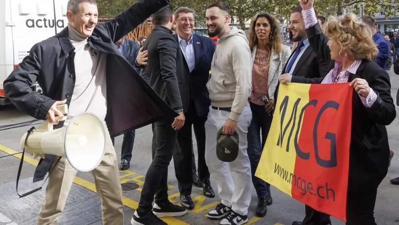 Das MCG (Mouvement citoyens genevois) hat seine Anhängerschaft mobilisieren können. (KEYSTONE/Salvatore Di Nolfi)