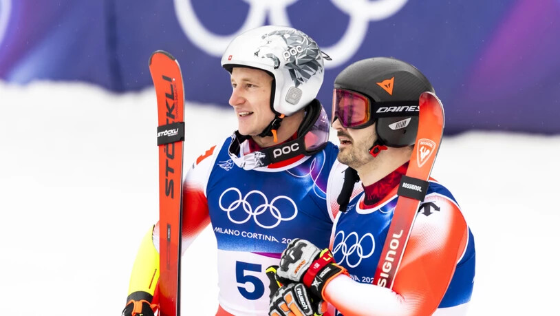 Zusammen auf dem Podest: Marco Odermatt und Loïc Meillard