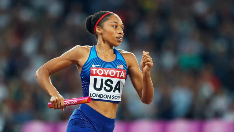 Allyson Felix als Staffelläuferin über 4x400 m an der WM 2017 in London