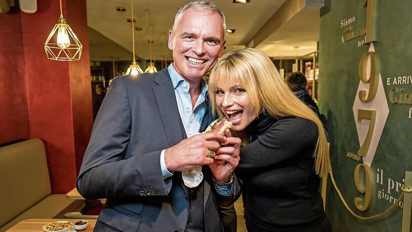 Michelle Hunziker und ihr Bruder Harold im Oktober 2019 bei der «Panino Giusto»-Eröffnung in Genf. 