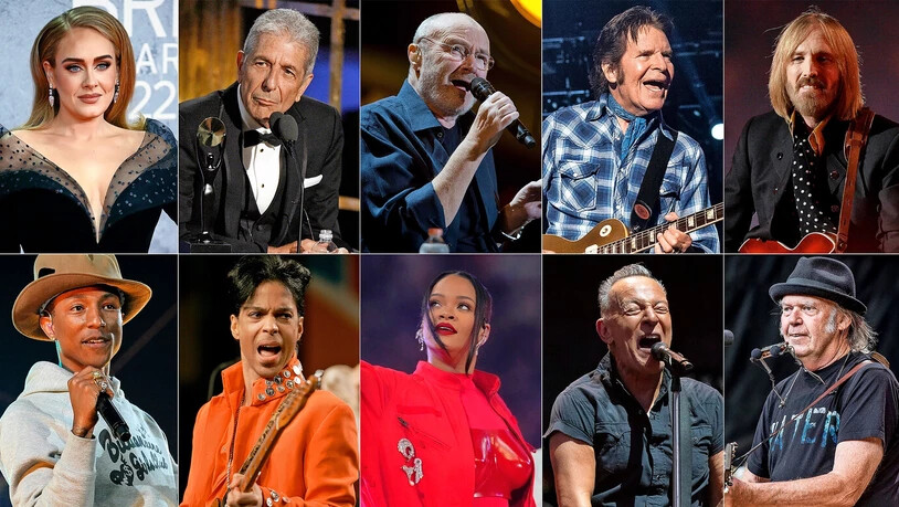 Eine kleine Auswahl von Musikern, die oder deren Nachkommen nichts mit Donald Trumps Wahlkampf zu tun haben wollen: Adele, Leonard Cohen, Phil Collins, John Fogerty, Tom Petty (oben von links), Pharrell Williams, Prince, Rihanna, Bruce Springsteen und Neil Young (unten von links).
