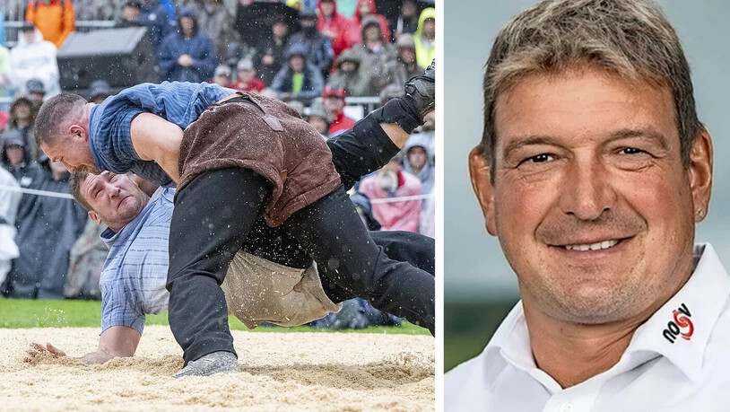 Das schmerzt: Armon Orlik  (im Bild links unten) ist der einzige NOSV-Athlet um den technischen Leiter Fridolin Beglinger, der in Appenzell an der Spitze mitschwingen kann. Den Schlussgang gegen Fabian Staudenmann verliert der Bündner aber.