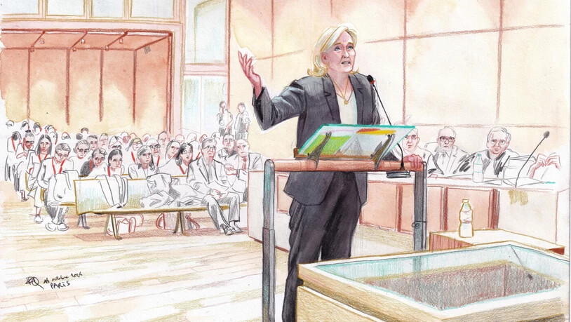 Am Mittwoch in Paris: RN-Chefin Marine Le Pen wehrt sich gegen Veruntreuungsvorwürfe. 