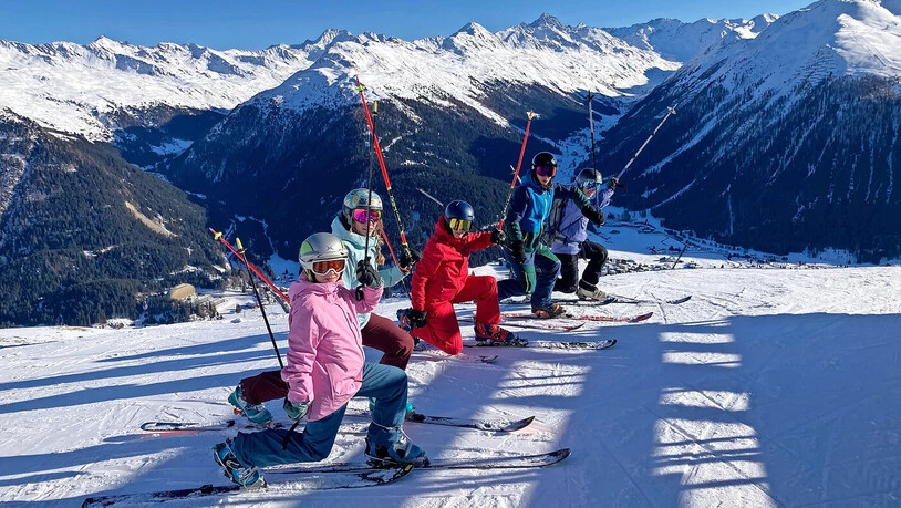 Spass auf den Telemark-Skiern.